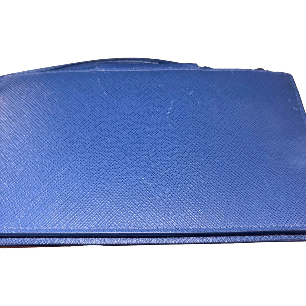 Prada Saffiano Leather Blue Wristlet Clutch - Picture 5 of 7